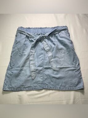 Harper Light Blue Denim Tie-Waist Mini Skirt Size small